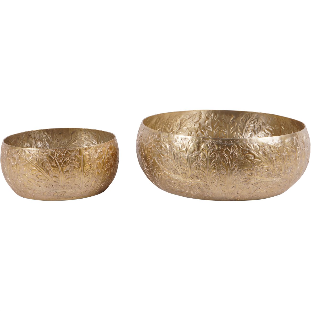 Laura Ashley Winspear Gold Leaf Embossed Round Convex Bowl Large